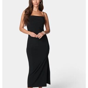bebe - COWL NECK SPAGHETTI STRAP SLIT MAXI